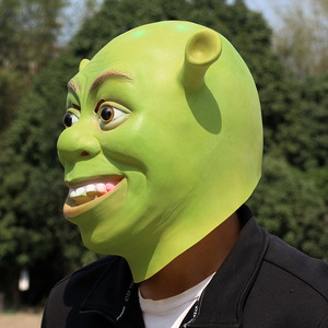 Masque en latex Shrek, taille unique, accessoires de fête costumée à thème géométrique de dessin animé - Product Image 4