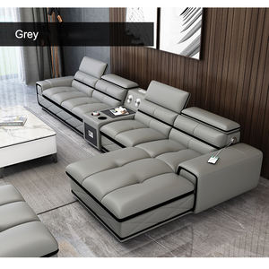 Conjunto de sofás de cuero de alta calidad, mobiliario en forma de U, combinaciones, para sala de estar - Product Image 6