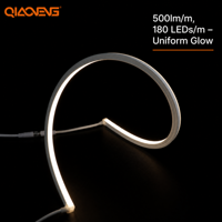 Bande LED néon flexible en silicone 24V 2835 180 LED/m L12 H12mm Tricolore IP68 Pliable à 360 degrés pour éclairage d'armoire
