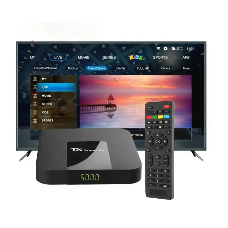 Versi Global 4k streaming Live VOD pemutar Media tvbox Android Internet set-top box pabrik stok gratis tes IP kotak TV