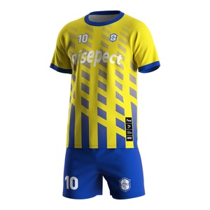 ชุดเสื้อฟุตบอลและกางเกงขาสั้นผู้ชาย โพลีเอสเตอร์ ระบายอากาศได้ดี จากโรงงานโดยตรง พร้อมปักโลโก้และหมายเลขส่วนตัว - Product Image 1