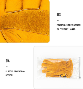 Grano de cuero de vaca Keystone Thumb Rigger Guantes de conductor de cuero Guantes DE TRABAJO Guantes de jardín florales de cuero - Product Image 5