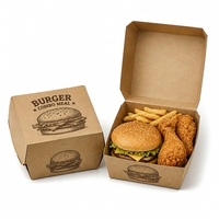 Boîte à emporter pour la restauration rapide en papier kraft compostable avec logo personnalisé, pour hamburgers et frites