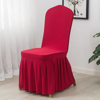 Thickened Elastic Pleated Skirt Dining Chair Cover Wedding Hotel Banquet Home Universal Skirt Edge Chair Cover