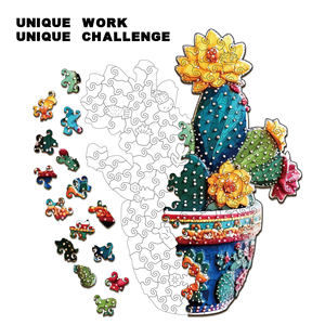 Wacocetoy <span class=keywords><strong>Puzzle</strong></span> a Forma di Cactus - <span class=keywords><strong>Puzzle</strong></span> in Legno con Forme Irregolari Edizione Salvadanaio - Antistress - Product Image 5