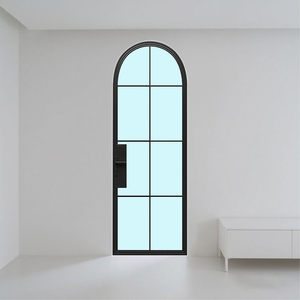 Portes françaises intérieures extérieures <span class=keywords><strong>de</strong></span> luxe Portes en <span class=keywords><strong>verre</strong></span> pivotantes en acier au design simple en fer forgé - Product Image 1