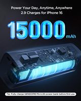 Gendome Micro 30 15000mAh Batterie externe portable LiFePO4 Charge rapide Charge sans fil 3.2V