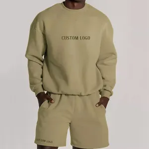 Oem Custom Logo Crewneck Sweatshirt High Quality Sweatshirt And Short Sets Gym Men'S Shorts Sets