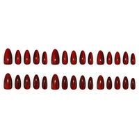Nouvel arrivage : Kit de 30 faux ongles à porter, effet œil-de-chat bordeaux profond et amande cerise, très tendance