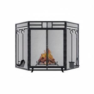 Temporada de invierno, tendencia superior, protector plano grande único con juego de herramientas, chimenea, pantalla de Metal para decoración de sala de estar - Product Image 1