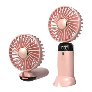 Ventilateur de poche portable 3 en 1 rechargeable par USB, lampe de poche pour les cadeaux d'anniversaire de voyage pour les femmes/maman/elle/fille-Rose