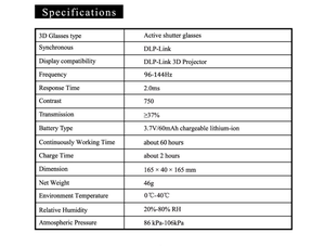 Gafas <span class=keywords><strong>3D</strong></span> G05 BT, Suministro de Fábrica, Proyector DLP Link de 144 Hz, Gafas <span class=keywords><strong>3D</strong></span> con Obturador Activo - Product Image 5