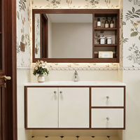 Meuble-lavabo moderne en bois blanc pour salle de bain, idéal pour projets d'appartements, fabrication OEM/ODM sur mesure en gros