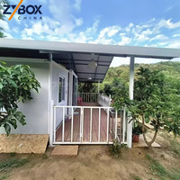 ZYBOX Eco Garden Villa, Casa Modular Prefabricada de Lujo de 20 pies, Casa Contenedor Plegable y Expandible con Gran Porche de Techo a Dos Aguas
