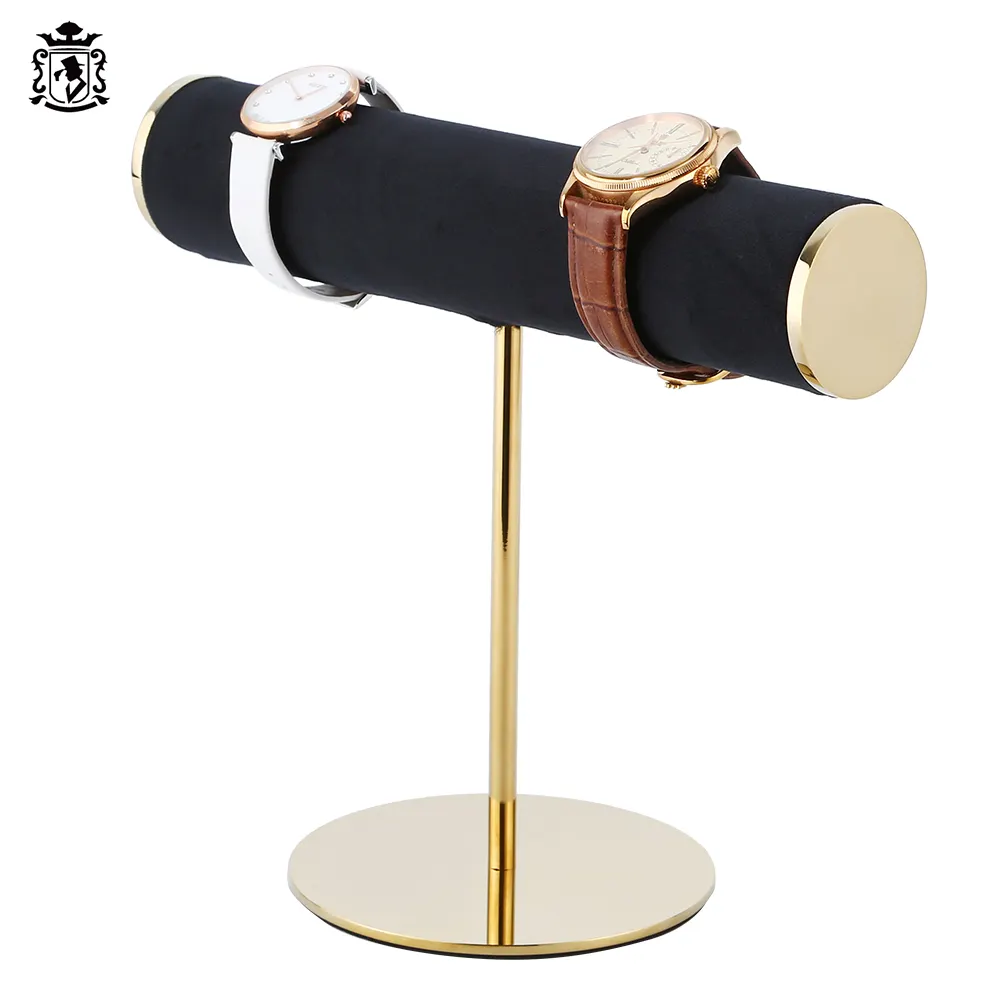 Zwart Fluwelen T Bar Gold Bangle Horloge Display Stand