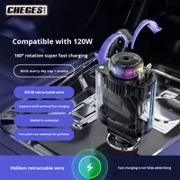 Machine d'aromathérapie intelligente pour automobile, chargeur de voiture 120W à charge ultra-rapide avec câble rétractable, vente chaude