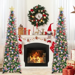 Albero <span class=keywords><strong>di</strong></span> <span class=keywords><strong>Natale</strong></span> con Luci, 30 Palline, 1,5m Pieghevole, Decorazione Verde in Tinsel per Festività Natalizie, Casa e Ufficio - Product Image 1