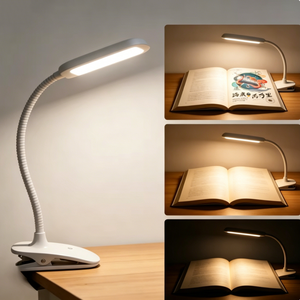 <b>USB</b> Rechargeable Clip <b>Lamp</b> 3 Brightness Levels Dimmable LED Desk Light Flexible Gooseneck Reading Light for Bed Office Study - Product Image 1
