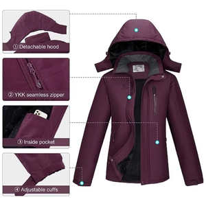 Offre Spéciale femmes Softshell <span class=keywords><strong>veste</strong></span> chaud hiver imperméable manteau <span class=keywords><strong>de</strong></span> neige avec capuche coupe-vent montagne extérieur <span class=keywords><strong>veste</strong></span> <span class=keywords><strong>de</strong></span> <span class=keywords><strong>pluie</strong></span> - Product Image 4
