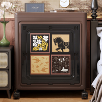 Armoire de rangement cubique classique robuste de 155 L, gain de place, porte verrouillable, boîte de rangement pliable pour la lessive, conteneur à roulettes, PP+HIPS