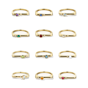 Đá Quý 2026 Mới Hợp Thời Trang Chất Lượng Cao Vàng Vermeil Thủ Công 925 Trang Sức Bạc Birthstone Xếp Chồng Nhẫn - Product Image 1