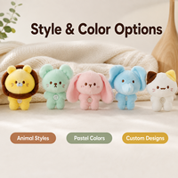 Figurine d'animal en peluche miniature personnalisée avec visage brodé et accent boutonné, poupée douce de collection pour clubs, événements, articles promotionnels pour fans et cadeaux