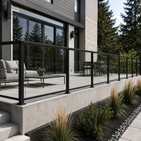 Système de balustrade en verre avec cadre en aluminium, main courante thermolaquée 6063 T5 pour escalier, balcon, terrasse