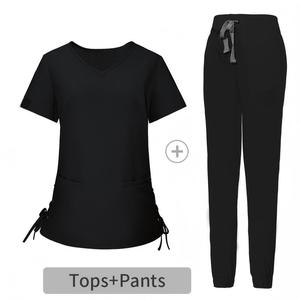 V Neck Medical Scrubs TR Soft <b>Tie</b>-waist design with Pockets pants for Hospital Staff Hairdressing use Style Scrubs Uniforms - Product Image 6