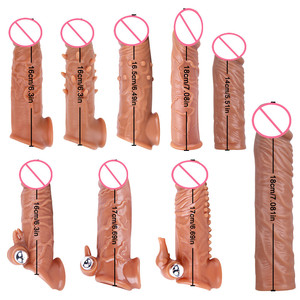 Funda de Silicona Líquida con Partículas para Hombres, Condón Retardante con Púas, Largo y Grueso, Juguete Sexual para Adultos, Dildo - Product Image 1