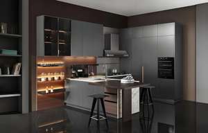 ตู้ครัวสีดำทันสมัยดีไซน์ตู้ครัวไม้เฟอร์นิเจอร์ครบชุด - Product Image 2