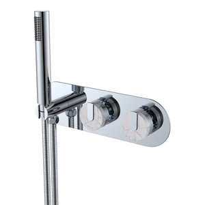 Accessoires <span class=keywords><strong>de</strong></span> <span class=keywords><strong>salle</strong></span> <span class=keywords><strong>de</strong></span> <span class=keywords><strong>bain</strong></span> Ensemble <span class=keywords><strong>de</strong></span> pommeau <span class=keywords><strong>de</strong></span> douche <span class=keywords><strong>mural</strong></span> en granit noir à double poignée or rose brossé - Product Image 4
