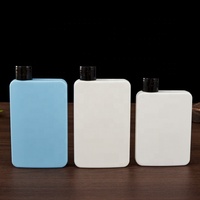 Bouteille vide en plastique HDPE plate carrée de 150 ml et 200 ml pour lotion de douche, shampoing et après-shampoing avec bouchon à clapet