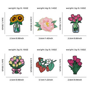 珐琅环氧涂层锌合金徽章 - 可爱卡哇伊花束郁金香向日葵牡丹创意时尚收藏徽章 - Product Image 2