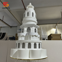 Nouvelle conception lisse, plateau tournant à gâteau en acrylique 3D à motif mobile avec lumière LED pour la décoration de gâteaux de mariage