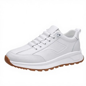 New 2026 Mens Shoes Casual Wear Pure Leather Soft White Athletic Shoes Mesh <b>EVA</b> Insole Chunky Lace-up Sneaker Custom - Product Image 4