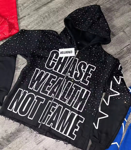 Sweat à capuche vintage de luxe à la française Streetwear surdimensionné avec motif imprimé numérique à capuche graphique - Product Image 4