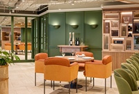 Ensemble complet de mobilier de restaurant personnalisé de style Mid-Century, design d'intérieur, présentoirs en bois, équipement de restaurant, rénovation de magasin