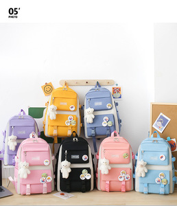 Black White Student <b>Backpack</b> Unisex <b>School</b> Bag Casual Travel Daypack with Front Pockets - Product Image 3