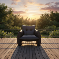 Fauteuil simple en bois et cuir pour salon moderne, canapé de luxe en cuir véritable italien