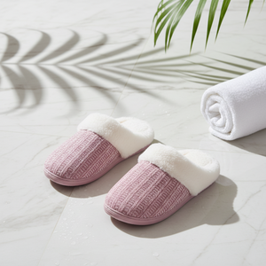 Pantuflas Cálidas de Punto con Punta Redonda y Parte Superior de Chenilla, Forradas con Piel Sintética y Espuma Viscoelástica, para Interiores/Exteriores, para Mujer - Product Image 3