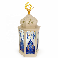Lanternes du Ramadan Lampes à bougies LED Lanterne à vent Lanterne Eid Mubarak Lampe Ramadan Lumière LED Étoile Lune Château Lampes à vent LED