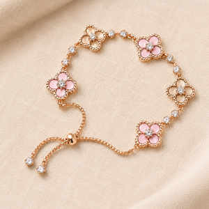 Pink Flower 18K Gold Plated Stainless Steel <b>Bracelet</b> Versatile Fashionable <b>Bracelet</b> - Product Image 5
