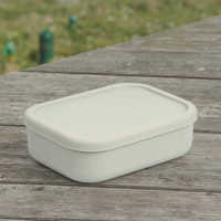 Bac à légumes en silicone rectangulaire de 700ml avec 3 compartiments Boîte de rangement des aliments chauffable et micro-ondable avec couvercle Carton emballé