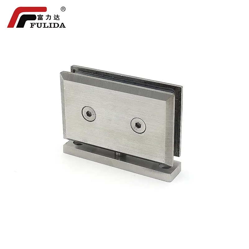 Wall hinge hotel solid 360 degree wall mounted frameless tempered glass door hinges chrome brushed door hinges