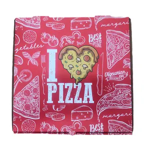 Kotak Pizza murah kustom mudah terurai semua ukuran dengan Logo kotak Pizza khusus bergelombang kotak grosir untuk Pizza