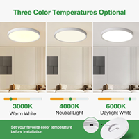 Lámpara de Techo LED Regulable de 24W/36W, Redonda, Decoración del Hogar, Ahorro de Energía, 3CCT, Sin Parpadeo, Panel Plano Redondo