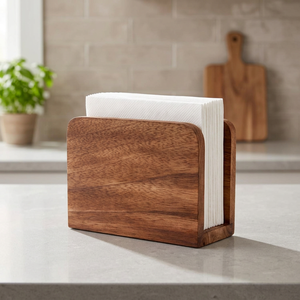 Boîte à mouchoirs en bois, porte-mouchoirs en bois massif fait à la main, distributeur de serviettes de table, décoration rustique pour la maison, le bureau, le restaurant, l'hôtel - Product Image 2