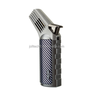 Briquet torche au butane rechargeable coupe-vent en alliage de zinc avec poignée en fibre de carbone pour cigares et camping en extérieur, flamme jet - Product Image 3