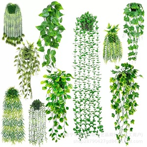 Décoration suspendue en plastique vert haute simulation, feuilles d'eucalyptus, glycine, <span class=keywords><strong>mandragore</strong></span>, pois, respectueuse de l'environnement, pour Thanksgiving - Product Image 2