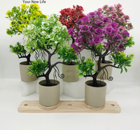 Vente chaude Arbre Artificiel Mini Plantes En Pot En Plastique Valentine Roses Faux Fleur Bonsaï Plantes pour La Maison Décorations De Bureau